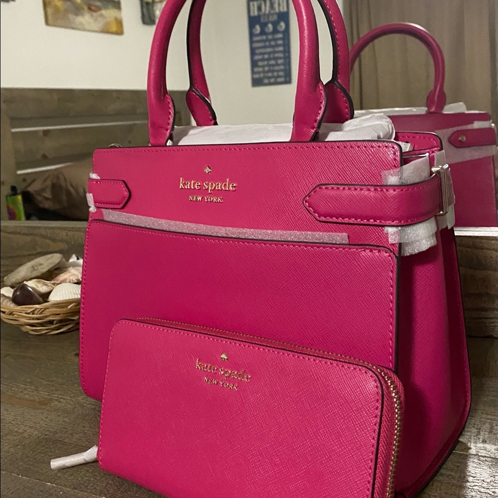 Kate Spade purse and wallet in pink ruby